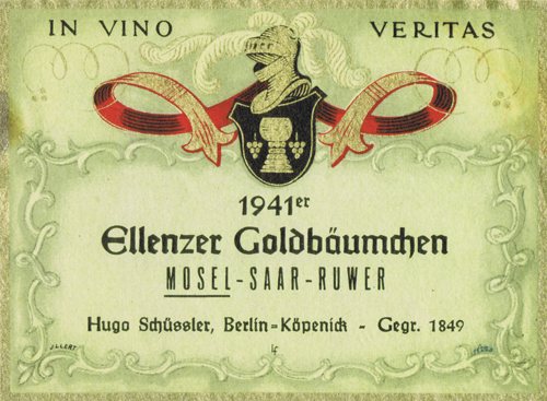 Weinetikett Ellenzer Goldbäumchen 1941